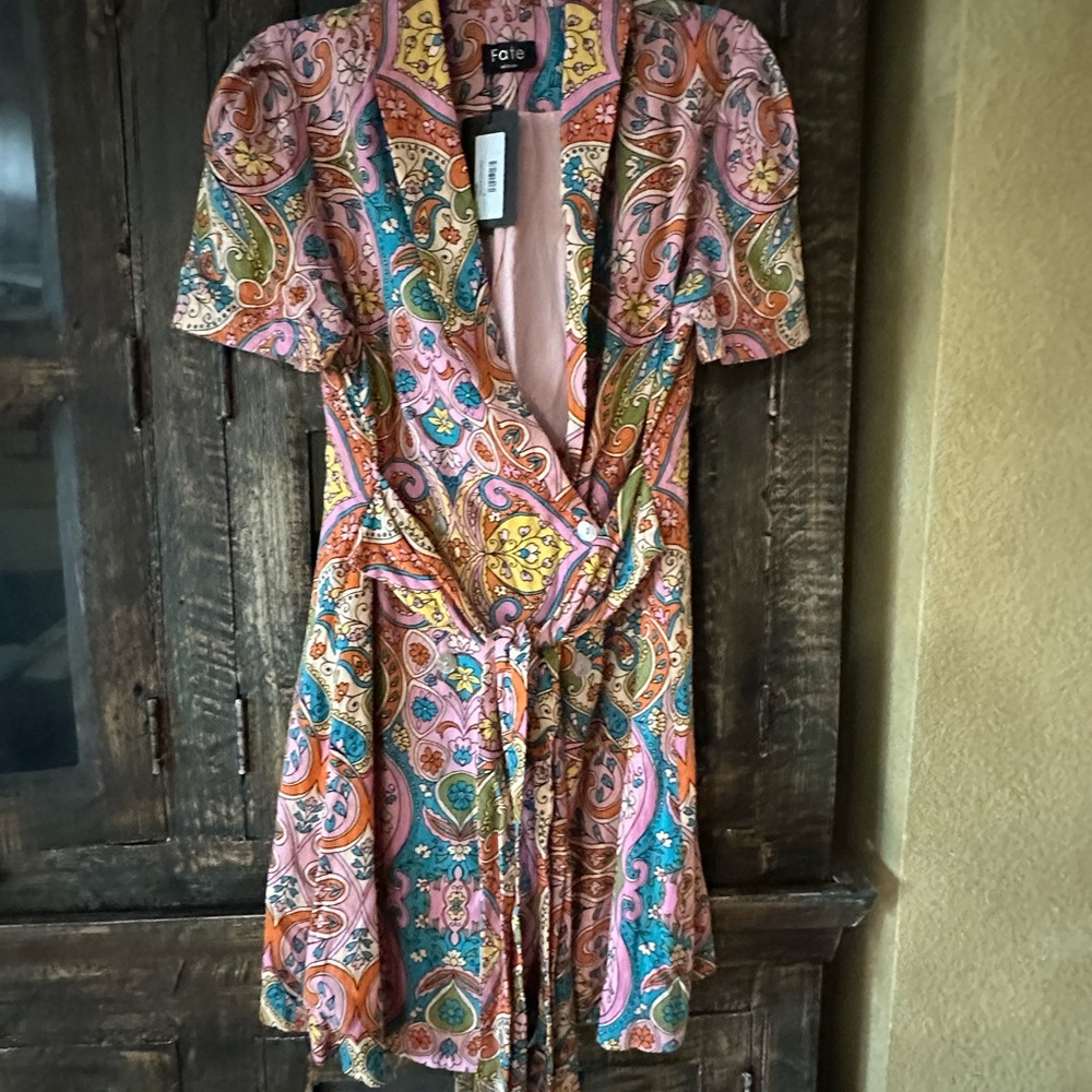 Fate Bright Colorful Blazer Wrap Mini Dress Coquette Girl Paisley - Sz M NWT 🧡🎀 - Picture 2 of 6